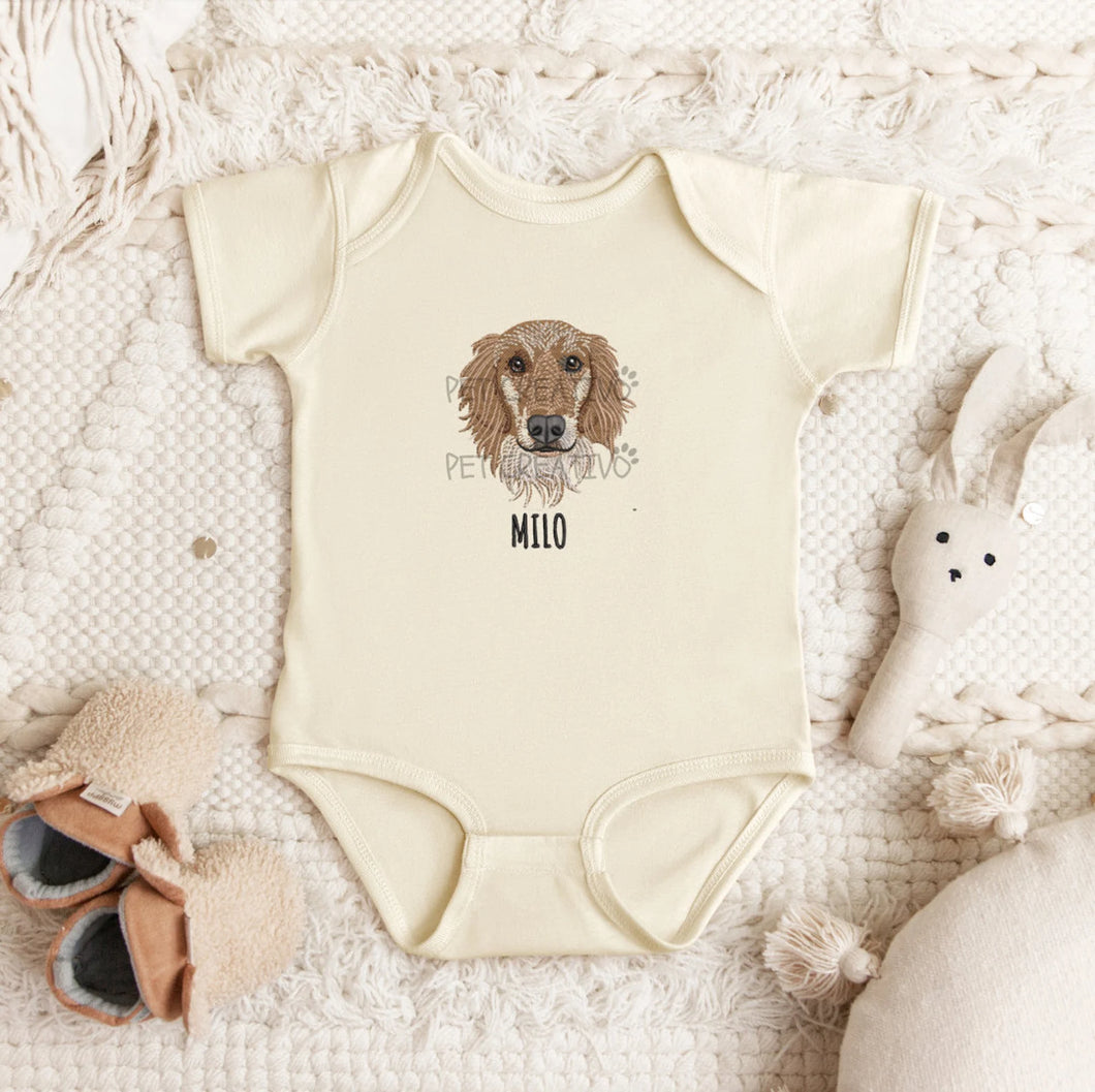 Custom Embroidered Baby & Dog Onesie®