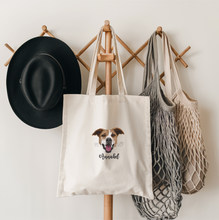 Load image into Gallery viewer, Custom Embroidered Pet Portrait Canvas Tote
