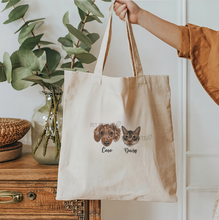 Load image into Gallery viewer, Custom Embroidered Pet Portrait Canvas Tote
