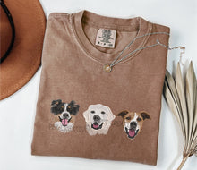 Load image into Gallery viewer, EMBROIDERED Pet Portrait UNISEX T-Shirt for Christmas, Custom Dog with Santa Hat Shirt, Dog Mom Gift, Personalized Dog Lover Christmas Gift
