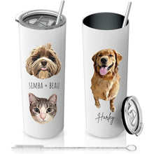 Load image into Gallery viewer, Custom Dog Portrait Tumbler for Christmas, Personalized Dog Mom Christmas Gift, Dog Lover Holiday Gift, Dog with Santa Hat, Pet Christmas
