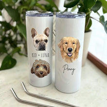 Load image into Gallery viewer, Custom Dog Portrait Tumbler for Christmas, Personalized Dog Mom Christmas Gift, Dog Lover Holiday Gift, Dog with Santa Hat, Pet Christmas
