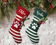 Load image into Gallery viewer, Custom EMBROIDERED Christmas Stockings, Custom Stocking for Dog, Personalized Dog Christmas Paw Stocking with Name, Dog Mom Christmas Gift
