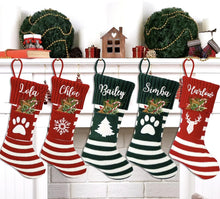 Load image into Gallery viewer, Custom EMBROIDERED Christmas Stockings, Custom Stocking for Dog, Personalized Dog Christmas Paw Stocking with Name, Dog Mom Christmas Gift
