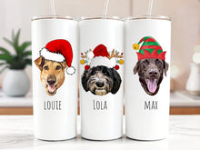 Load image into Gallery viewer, Custom Dog Portrait Tumbler for Christmas, Personalized Dog Mom Christmas Gift, Dog Lover Holiday Gift, Dog with Santa Hat, Pet Christmas
