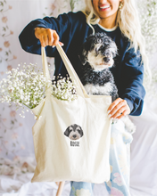 Load image into Gallery viewer, Custom Embroidered Pet Portrait Canvas Tote
